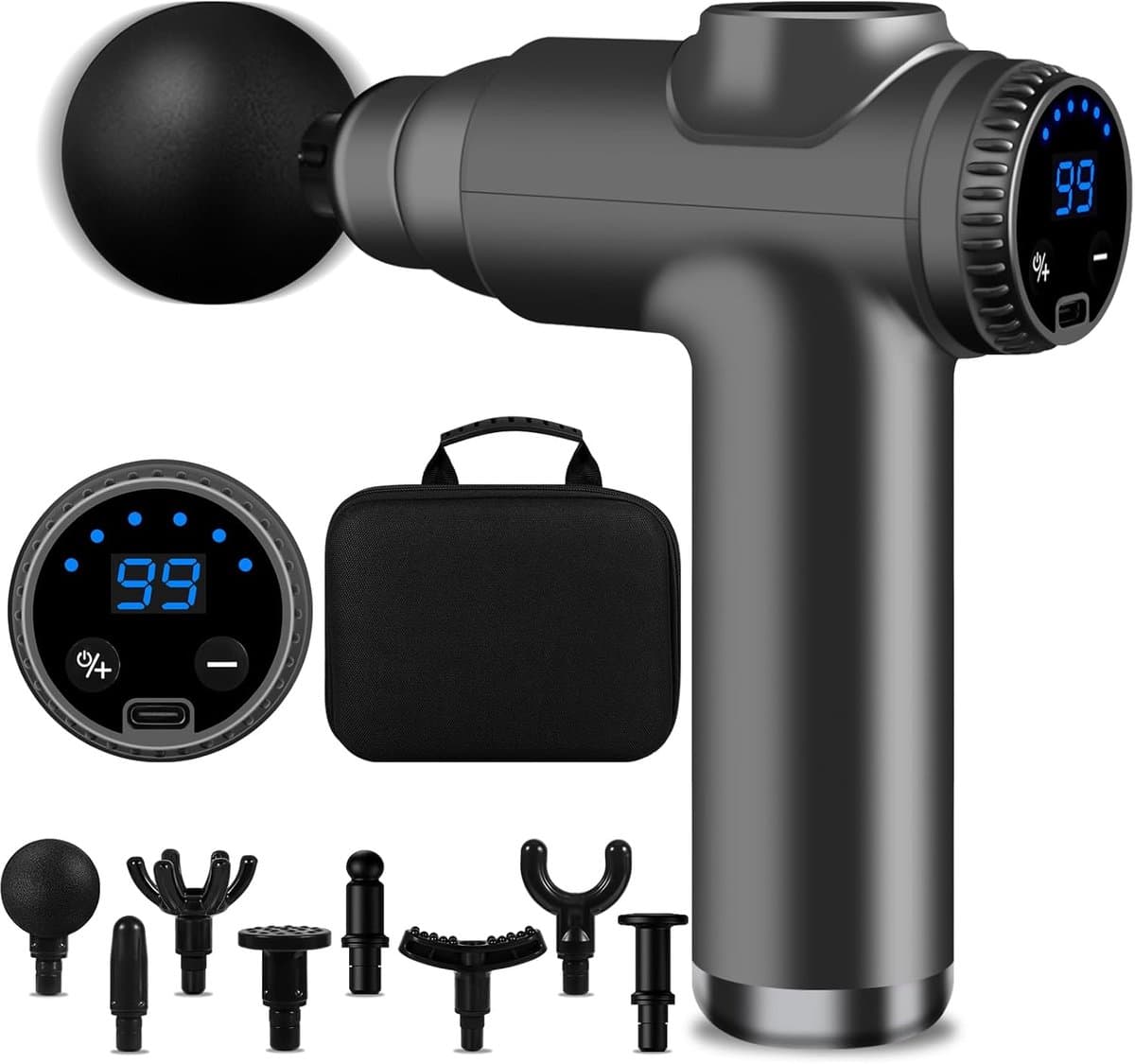 Mini Massage Gun - Spierontspanner Apparaat - Herstel Bevorderen - 99 Snelheden LCD - 10 x 5 x 10 cm — afbeelding 1