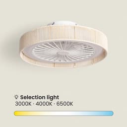 Fantiluxe - Andreas - Plafondventilator met verlichting - Beige Transparant - Ø50cm - Afstandsbediening - Met lamp - Plafond ventilator - Slaapkamer — thumbnail 2