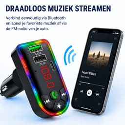 Bluetooth FM Transmitter Auto – Autolader – Draadloze Carkit & Snellader 5V/3.1A – RGB LED – USB & USB-C – Handsfree Bellen – MP3 Speler – 12V/24V — thumbnail 3