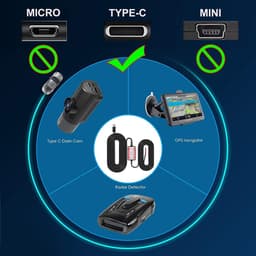 Vt products - Dash Cam Hardwire Kit - USB Type C - Laagspanningsbeveiliging - 13ft Oplaadkabel - 24-uurs Bewaking - Auto Dash Camera - Geschikt voor A — thumbnail 2