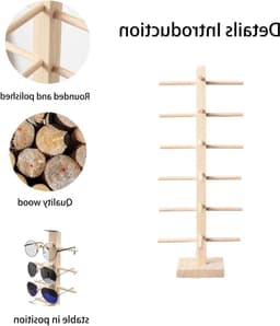 Houten Brilstandaard voor Zonnebrillen, Myopie Brillen en Leesbrillen - Perfecte Presentatie en Organisatie — thumbnail 4