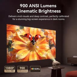 Smart Beamer - Mini Projector - 4K Support - Full HD 1080P - Officieel Google TV - Netflix & YouTube - 900 ANSI Lumen - HDR10 - Dolby Audio - Autofocus & Keystone - 200° Draaibaar - WiFi 6 & Bluetooth - Thuisbioscoop - Tot 260 inch Scherm — thumbnail 4