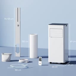 TEKROA® Mobiele Airco 3-in-1 - 9000 BTU Airconditioner met Afstandsbediening, 24u Timer & Wielen - Wit — thumbnail 4