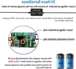 Hardwire Kit voor Dashcam met Mini USB Fuse, 12V-28V naar 5V, Laagspanningsbescherming en 11Ft Oplaadkabel — thumbnail 2