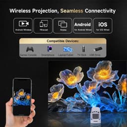 4K Smart Projector met Autofocus - Native HD 720P - 330 ANSI Lumen - Android 11 - Wifi 6 - Bluetooth 5.4 - Spraakbesturing - Air Mouse Afstandsbediening - Draagbare Beamer voor Films, Gaming en Presentaties — thumbnail 2