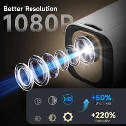 4K Smart Projector met Autofocus - Native HD 720P - 330 ANSI Lumen - Android 11 - Wifi 6 - Bluetooth 5.4 - Spraakbesturing - Air Mouse Afstandsbediening - Draagbare Beamer voor Films, Gaming en Presentaties — thumbnail 3
