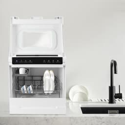 Mini-vaatwasser, tafelvaatwasser, multifunctioneel, 800 W, touchscreen, 6 programma's, 360° sproeiarmen, voor 4-6 personen, compact, vrijstaand, voor woningen, boten en campers — thumbnail 3