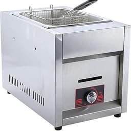 Gasfriteuse Roestvrijstaal - Frietpan Keuken - Professioneel Frituren - Verstelbare Vuurkracht - 6 Liter - Zilver — thumbnail 1