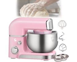 Elektrische Keukenmixer - Standmixer - Thuis Bakken - 6 Snelheden - 3.5L Kom - Roze