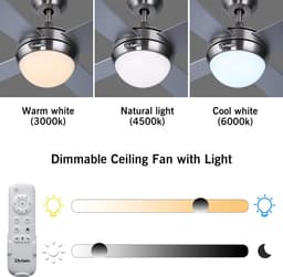 Plafondventilator met Verlichting - Plafonniere - Plafondarmatuur - licht systeem — thumbnail 5