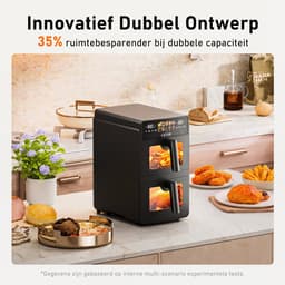 OKYUK Airfryer / Heteluchtfriteuse - Dubbele Compartimenten 5L+5L (10L Totaal) - Met Kijkvenster - 2600W - 80-200°C — thumbnail 4