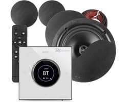 Inbouw speakerset - Power Dynamics Powerline B100W - Met versterker met 4 plafondspeakers - 6.5 inch - 4x 25W - Zwart