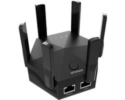 Signaalversterker - Zwart - Hoge snelheid - Dual-band - 1200 Mbps - Draadloze wifi-signaalversterker - 6 verstelbare antennes - Geschikt voor gebruik binnenshuis en thuis