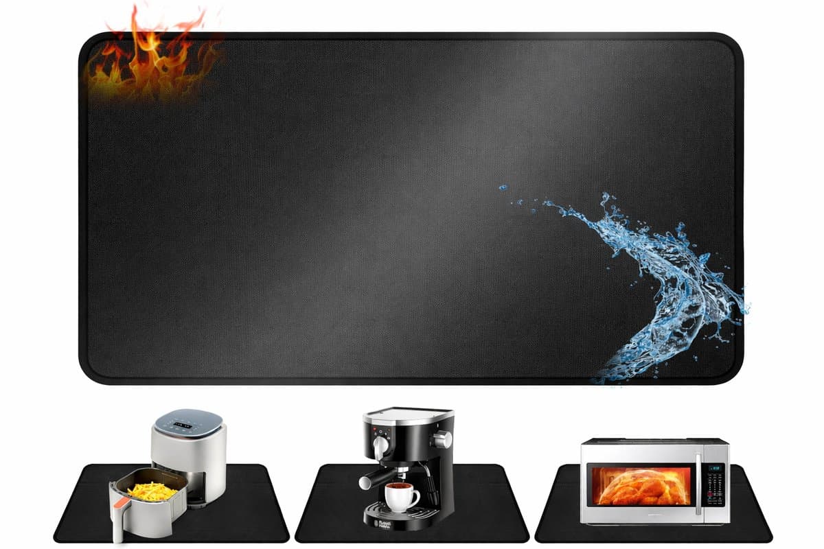 Hittebestendige Mat Beschermmat - Brandwerende Onderlegger voor Aanrecht en Tafel - 60x40 cm Siliconen Glasvezel - Antislip Keukenmat voor Oven, Airfryer, Koffiemachine en BBQ - Warmtebestendige Onderlegmat Keuken Bescherming — afbeelding 1