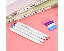 Wateroplosbare Stofmarkeerder Set van 4, Tijdelijke Textielmarkeerder met Verdwijninginkt voor Naaiwerk en Creatieve Projecten