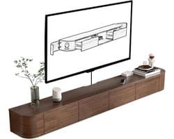 Zwevende TV-unit - TV-meubel Wandmontage - Media Opslag - Met Draadbeheer - 180 cm - Bruin