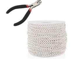 Roestvrijstalen schakelkettinkje van 10 meter voor sieraden, DIY-projecten en metaalbewerking, sterke en duurzame ketting voor creatief gebruik