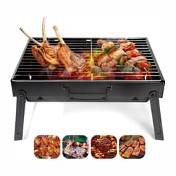 BBQ-grill - Houtskoolbarbecue - Draagbare BBQ-grill - Opvouwbare BBQ-grill - Buitenbarbecue - Houtskoolrek met lade - 43x22x29cm - Geschikt voor 3-5 personen - Met handvat - Geschikt voor picknicks, tuinen, terrassen, kamperen en reizen - Zwart — thumbnail 3