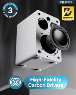 Majority D70X Active Bookshelf Speakers - Bluetooth - 70W RMS - Stereo - Ingebouwde Mid-woofer - Wit — thumbnail 4