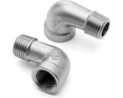 2 Stuks 90-graden pijpverbinding, hoekconnector 3/8" mannelijke en vrouwelijke draad BSP, roestvrij staal 304, voor sanitair en leidingen