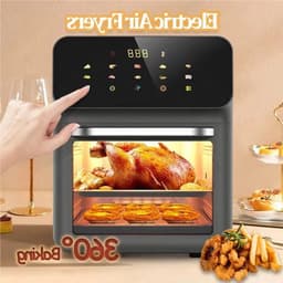 Heteluchtfriteuse – Airfryer - Airfryer Oven - 12L - 1350W - LED Touchscreen - Olievrije Heteluchtfriteuse - Multifunctioneel Convectoroven - Kijkvenster - Grote Capaciteit - Zwart — thumbnail 6