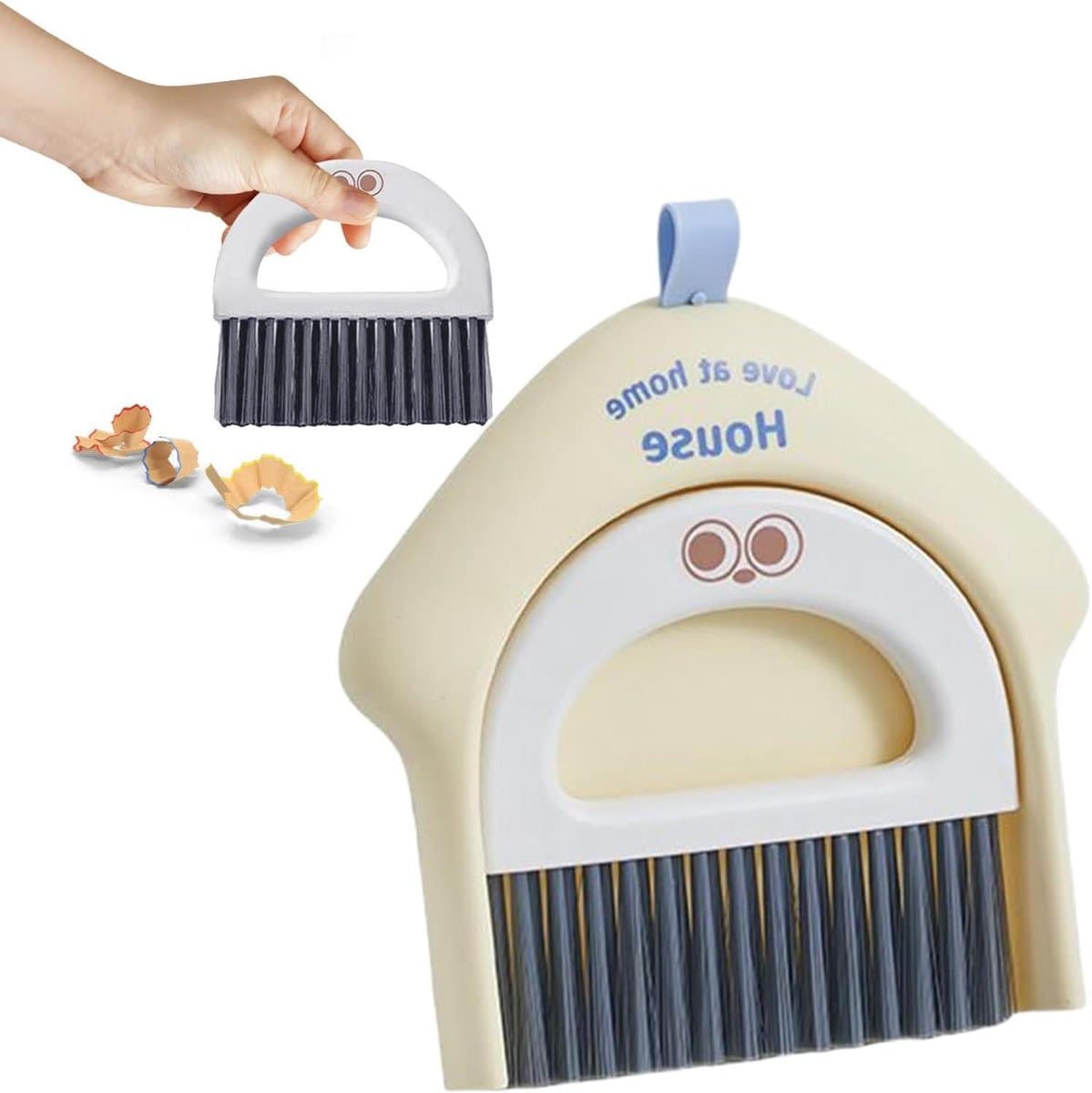Bezem Stofpan Set - Mini Reinigingsset - Snel Opruimen - Ruimtebesparend Ontwerp - 21 x 19 x 3 cm — afbeelding 1