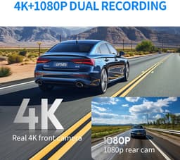 4K Dashcam met GPS, WiFi & 24u Parkeermodus – Voor- en Achtercamera – Sony Sensor – Nachtzicht – Loop Recording – Zwart — thumbnail 3