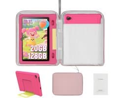 Hotlight 10.1 Kindertablet – Android 15 Tablet met Rose tablet hoesje - Tablet Hoes Sleeve – 20 GB RAM/128GB ROM - Ouderlijk Toezicht – Vanaf 3 Jaar