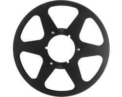 Ophaalspoel van 10,5 Inch voor Geluidsopnames, Open Aluminium Spoel met 6 Windweerstandsgaten en Buigbestendige Nab-flens, Geschikt voor 1/4 Lege Tapespoelen (Zwart)