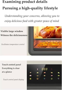 Zichtbare Heteluchtfriteuse - Grote Airfryer - Snel Bakken - Binnenverlichting - 15 Liter Capaciteit - Zwart — thumbnail 3