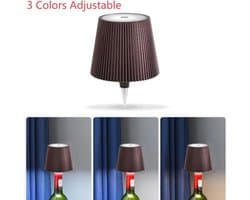 Draadloze flessenlamp, LED-wijnfleslamp, oplaadbare, draadloze flessenlamp met aanraakbediening en 3 kleurtemperaturen, voor slaapkamer, restaurant, bar - USB-oplaadbare flessentafellamp, dimbare nachtlamp (bruin)