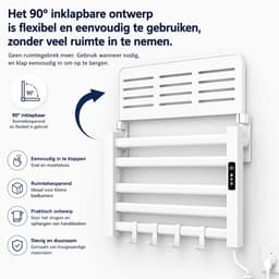 Slimme Elektrische Handdoekverwarmer van Koolstofvezel – Digitale Temperatuurregeling 30-70°C – 24-uurs Timer – Boorvrije Installatie – Aluminium Handdoekdroger voor Badkamer & Hotel — thumbnail 5