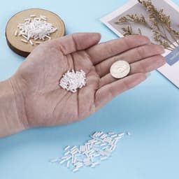 Set van 6 witte glazen buisvormige bugel zaadkralen van 18 mm voor het maken van sieraden en creatieve doe-het-zelf projecten — thumbnail 5