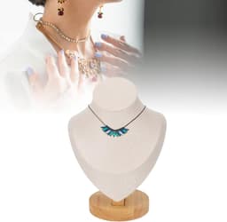 Chain Guard Holder Logboek Flanel PU Leer Standaard Linnen Sieraden Bust Mannequin voor Winkels en Beurzen - Luxe Faux Medium Chain Houder voor Kettingen en Halskettingen in Zwart (Beige) — thumbnail 1