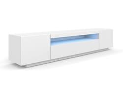 Tv-meubel - Onderkast Hifi - Media Opslag - Met Led Verlichting - 200 cm Breed - Wit Mat