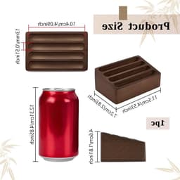 Houten Visitekaartjeshouder voor Bureau met 4 Kaartsleuven - Professionele Kaartdisplay voor Kantoor en Thuis, 115x72x46mm, Kokosnootbruin — thumbnail 5