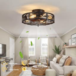Plafondventilator met Licht - Ventilator zonder vleugels - Luchtcirculatie en verlichting - Stille kooiconstructie - 508 cm - Zwart — thumbnail 2