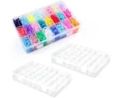 3-delige visdoos met 24 vakken, 19 x 13 x 3 cm, doorzichtige kunststof met verstelbare verdelers voor kralen, knutselen en naaien