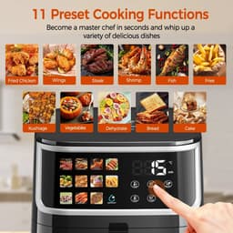 UrbanSelect Airfryer - Heteluchtoven - Heteluchtfriteuse - 8 Liter - 360° circulatie - Led-Touchscreen - Max 200°C - Zwart — thumbnail 5