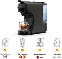 HiBREW H1A - Espressomachine - 4 in 1 - Multifunctioneel voor warm en koud - Kapsulekoffiezetapparaat - Voor Nespresso, Dolce Gusto, ESE & gemalen koffie - Zwart — thumbnail 3