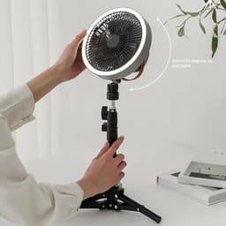 Oplaadbare Ventilator - Staande Fan - Buiten Gebruik - Draaibare Kop - Verticale Poot - Wit Zwart — thumbnail 2