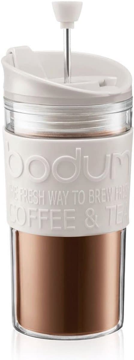 Travel Press Set 035 l crèmewit - Koffiemaker met extra drinkopzetstuk - Bodum — afbeelding 1
