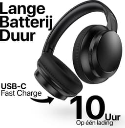 Opvouwbare Koptelefoon Draadloos - Equalizer & Bluetooth 5.4 - Inklapbaar - Over-Ear Headset met Microfoon - 10 Uur Speeltijd - Zwart — thumbnail 5