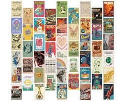 Winkrs | Retro Poster stickers | 50 stickers van reclame, affiches, locaties, etc. - Perfect voor Laptop, Fles, Koffer & Meer