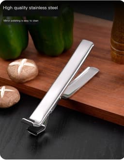 1 stuk - Komklem - Anti-verbrandings klem - RVS bordklem - Multifunctionele keukentang - Bakplaat Klem - Geschikt voor Airfryer, stoompan, pan en kom, oven - 18,5*2,5*6cm (zilver) — thumbnail 3