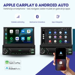 Universeel 1 DIN | Klapscherm 7 inch | Draadloos CarPlay & Android Auto | Autoradio — thumbnail 4