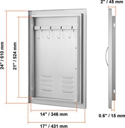 Grill Toegangsdeur - Buitenkeuken Deur - Buiten Koken - Roestvrij Staal - 610 x 431 mm - Zilver — thumbnail 3