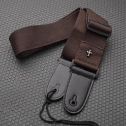 Gitaarband voor Acoustische - Electrische of Bas gitaar - Guitar Strap - met plectrumhouder - Bruin - 90 - 155 cm — thumbnail 1