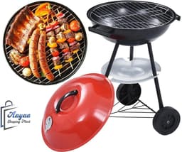 Ronde Houtskool Barbecue met Deksel & Wieltjes – Vergrendelbaar & Draagbaar! bbq grill - barbecues - barbecue accessoires - barbecue houtskool - barbecue hoes - 51840 — thumbnail 1