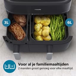 Philips 5000 Series Dual Basket Airfryer - NA551/00 - Stoomfunctie - Dubbele Mand - 9L - Tot 6 Personen — thumbnail 11